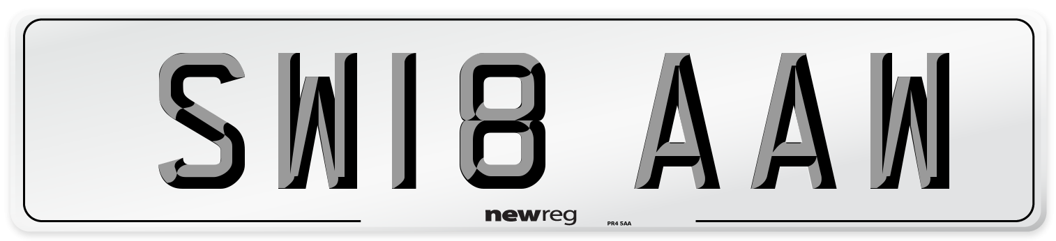 SW18 AAW Number Plate from New Reg